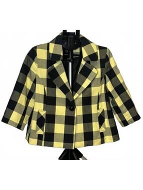 DFA 90S VTG M CLUELESS TRENDING GEORGIA BLAZER YELLOW & BLACK JACKET 100%COTTON